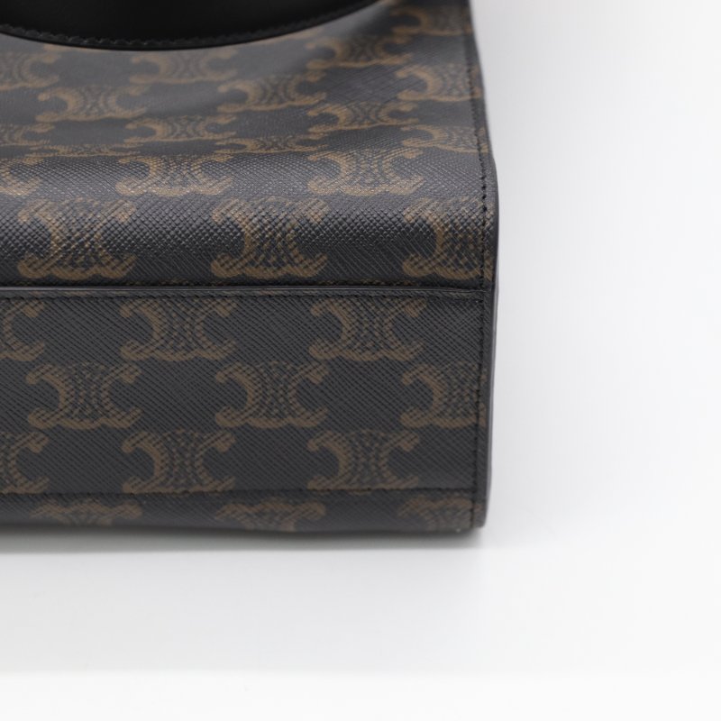 Celine 思琳 琴譜 托特Tote 凱旋門 老花 中號 黑色手柄 手提 單肩包 可當電腦包 肩背包-6