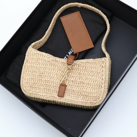 Saint Laurent 聖羅蘭 Mini 迷你 Le 5 A 7 Hobo 拉菲草 草編織 手提包 單肩包