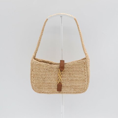 YSL Mini 迷你 Le 5 A 7 Hobo 拉菲草 草編包 手提包 單肩包【Saint Laurent 聖羅蘭】|藤編包 編織包 渡假包