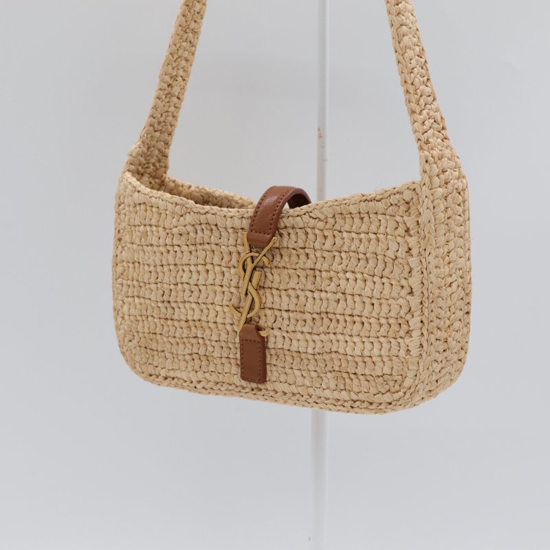 Saint Laurent 聖羅蘭 Mini 迷你 Le 5 A 7 Hobo 拉菲草 草編織 手提包 單肩包-3