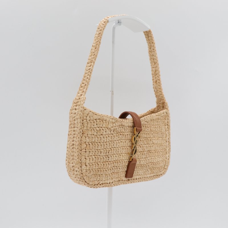Saint Laurent 聖羅蘭 Mini 迷你 Le 5 A 7 Hobo 拉菲草 草編織 手提包 單肩包-4
