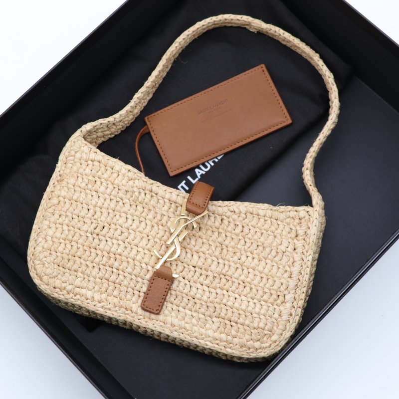Saint Laurent 聖羅蘭 Mini 迷你 Le 5 A 7 Hobo 拉菲草 草編織 手提包 單肩包-8