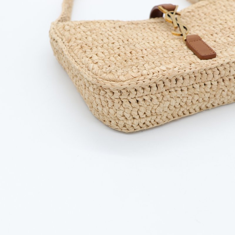 Saint Laurent 聖羅蘭 Mini 迷你 Le 5 A 7 Hobo 拉菲草 草編織 手提包 單肩包-10