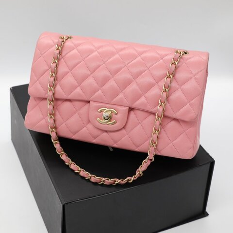 錯過拍大腿（全網最低♥️福利價來襲）Chanel 香奈兒 Classic Flap CF25 中型 櫻花粉 牛皮 淡金釦 口蓋包 單肩包