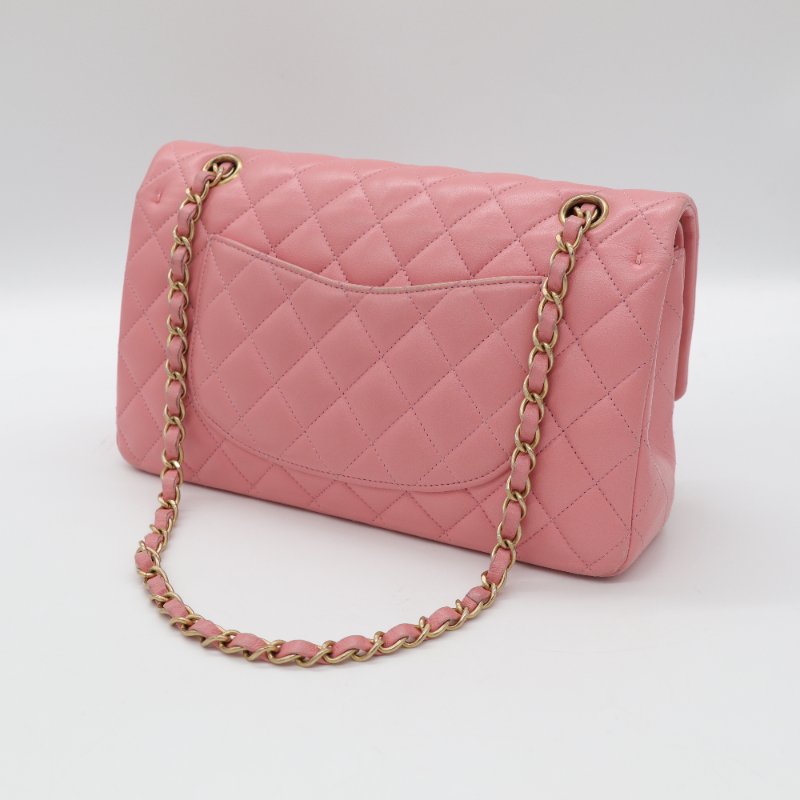 錯過拍大腿（全網最低♥️福利價來襲）Chanel 香奈兒 Classic Flap CF25 中型 櫻花粉 牛皮 淡金釦 口蓋包 單肩包-4