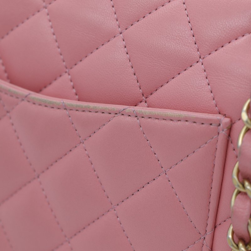 錯過拍大腿（全網最低♥️福利價來襲）Chanel 香奈兒 Classic Flap CF25 中型 櫻花粉 牛皮 淡金釦 口蓋包 單肩包-5