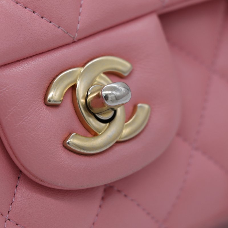 錯過拍大腿（全網最低♥️福利價來襲）Chanel 香奈兒 Classic Flap CF25 中型 櫻花粉 牛皮 淡金釦 口蓋包 單肩包-10