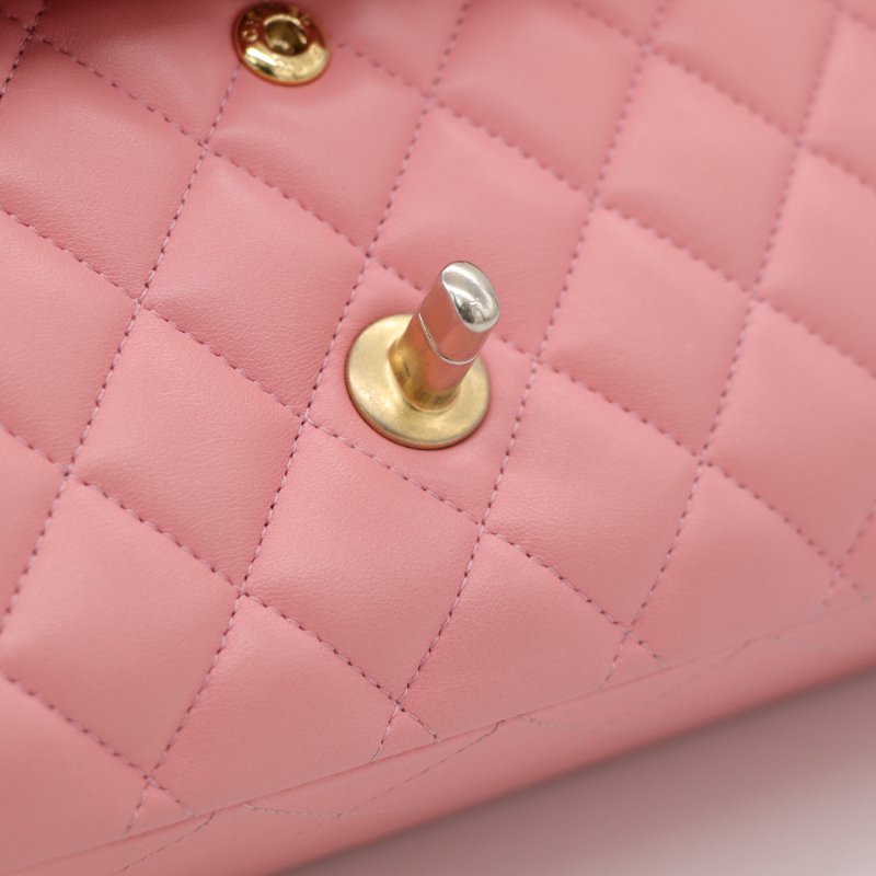 錯過拍大腿（全網最低♥️福利價來襲）Chanel 香奈兒 Classic Flap CF25 中型 櫻花粉 牛皮 淡金釦 口蓋包 單肩包-14