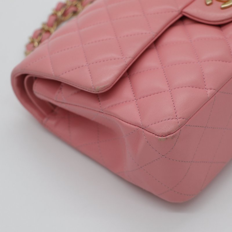 錯過拍大腿（全網最低♥️福利價來襲）Chanel 香奈兒 Classic Flap CF25 中型 櫻花粉 牛皮 淡金釦 口蓋包 單肩包-20