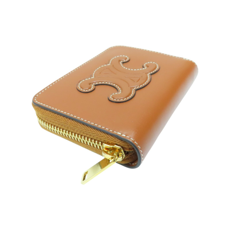 棕色 牛皮 卡片 拉鍊零錢包【CELINE 賽琳】-2