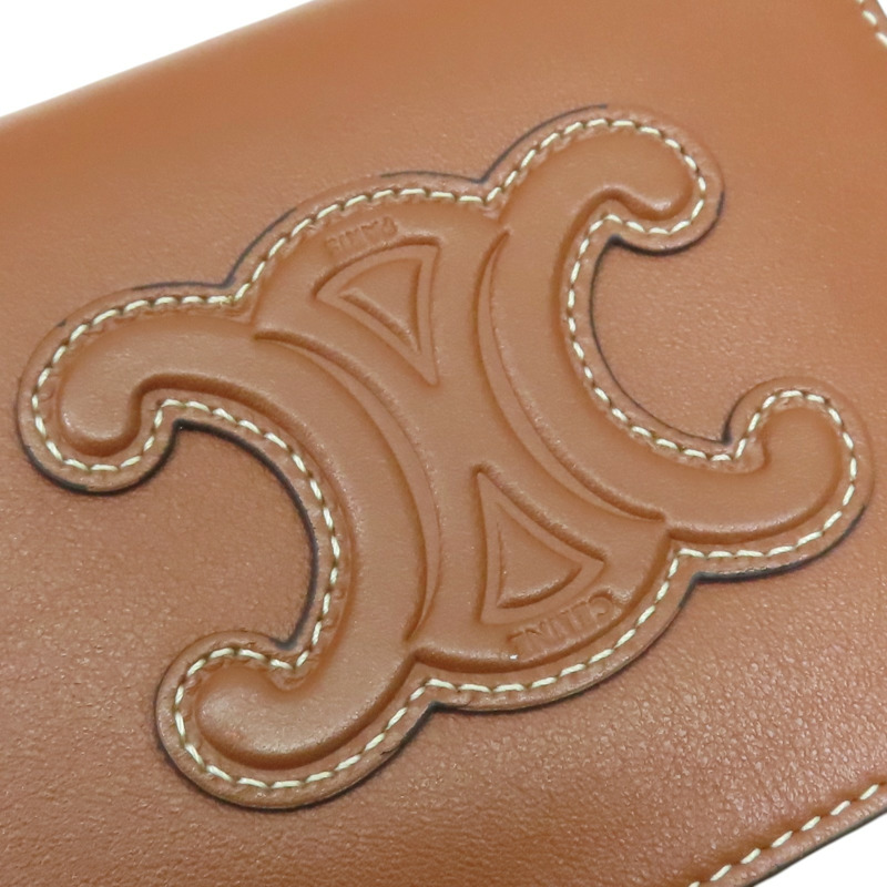 棕色 牛皮 卡片 拉鍊零錢包【CELINE 賽琳】-8