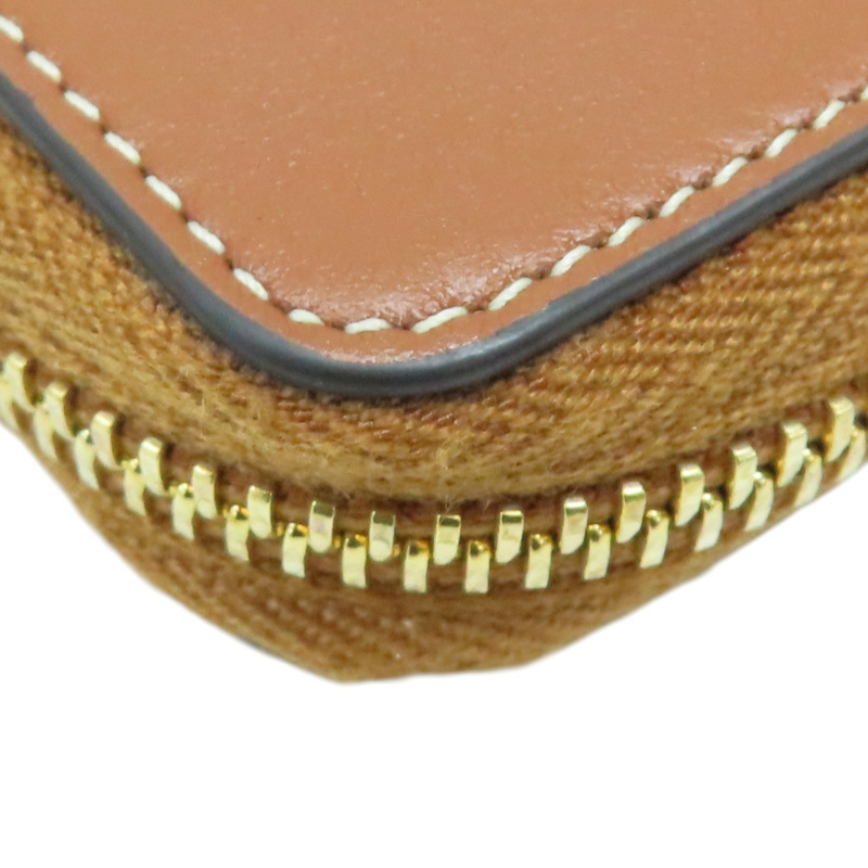 棕色 牛皮 卡片 拉鍊零錢包【CELINE 賽琳】-10