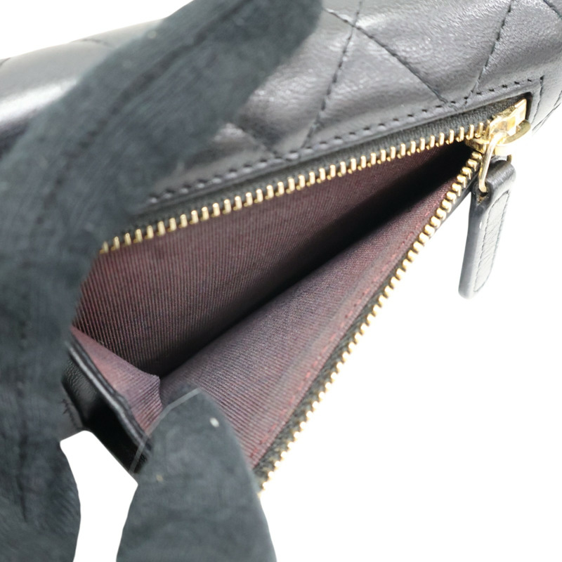 黑色 菱格紋 羊皮 扣式 三折 短夾 無卡【CHANEL 香奈兒】 AP0231-4