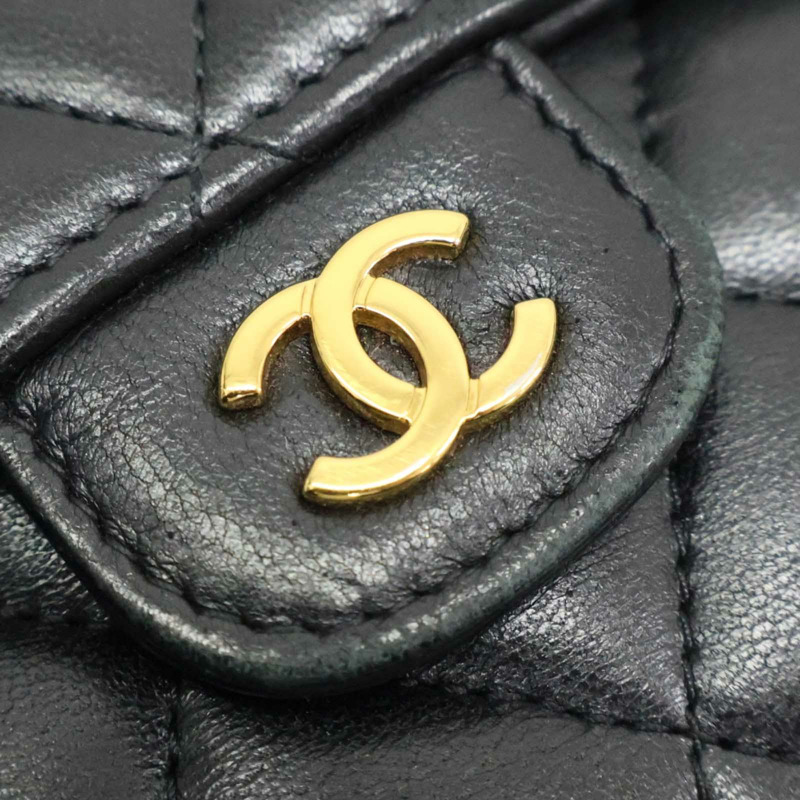 黑色 菱格紋 羊皮 扣式 三折 短夾 無卡【CHANEL 香奈兒】 AP0231-7