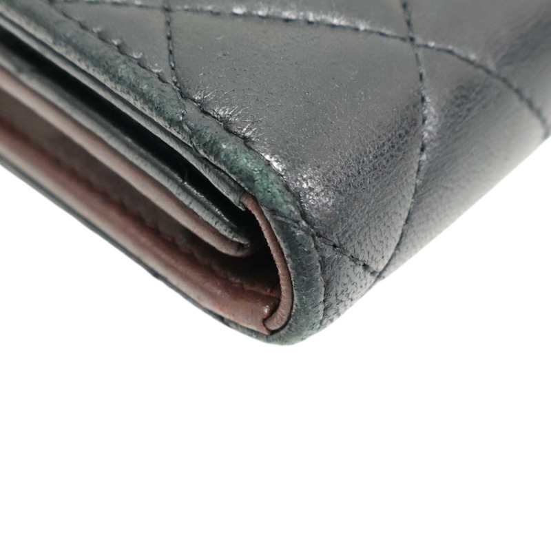 黑色 菱格紋 羊皮 扣式 三折 短夾 無卡【CHANEL 香奈兒】 AP0231-9