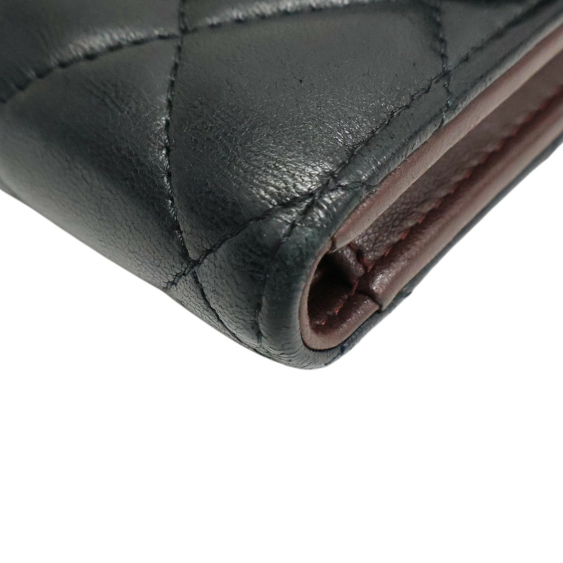 黑色 菱格紋 羊皮 扣式 三折 短夾 無卡【CHANEL 香奈兒】 AP0231-10