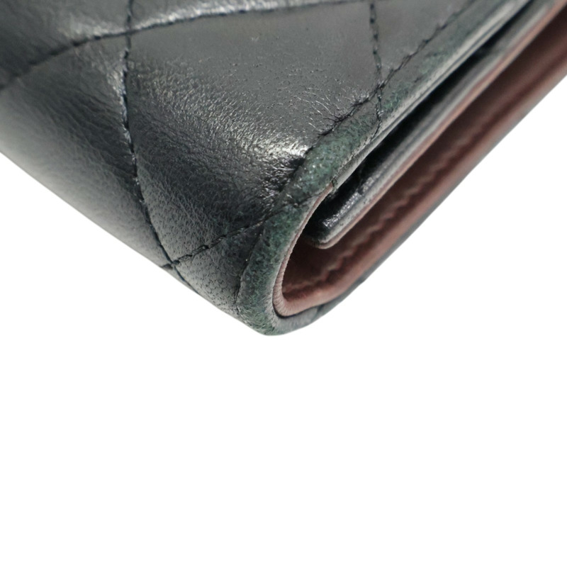 黑色 菱格紋 羊皮 扣式 三折 短夾 無卡【CHANEL 香奈兒】 AP0231-12