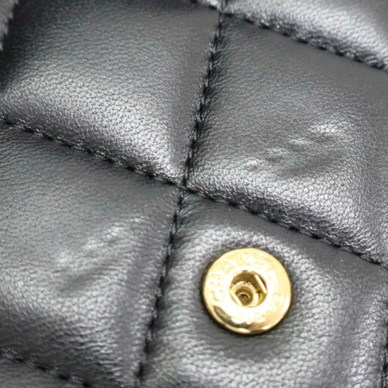 黑色 菱格紋 羊皮 扣式 三折 短夾 無卡【CHANEL 香奈兒】 AP0231-16