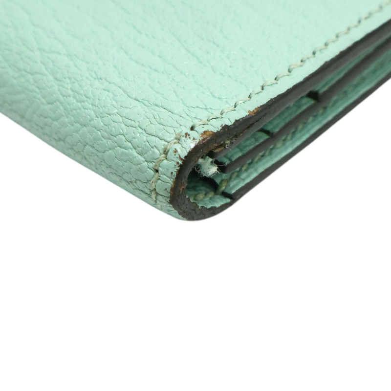 馬卡龍藍綠色 Chevre山羊皮 Bearn 兩折 長夾 A刻 銀釦【HERMES 愛馬仕】-10