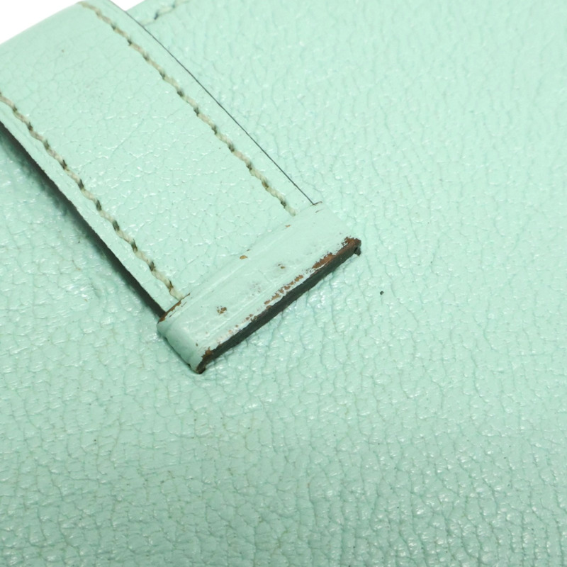 馬卡龍藍綠色 Chevre山羊皮 Bearn 兩折 長夾 A刻 銀釦【HERMES 愛馬仕】-16