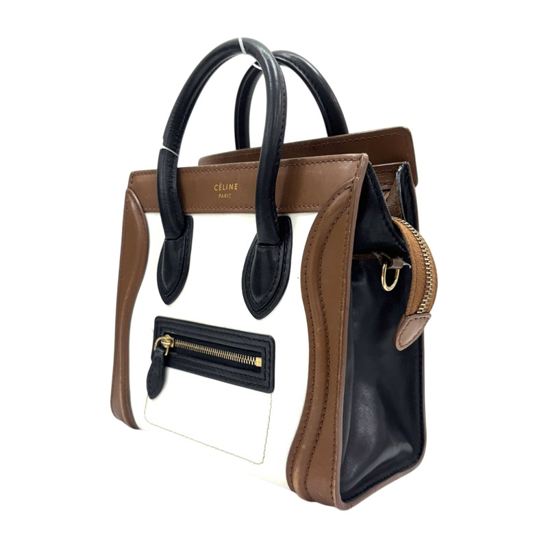 白色 棕色 牛皮 Nano Luggage 兩用包【CELINE 賽琳】 189243-1