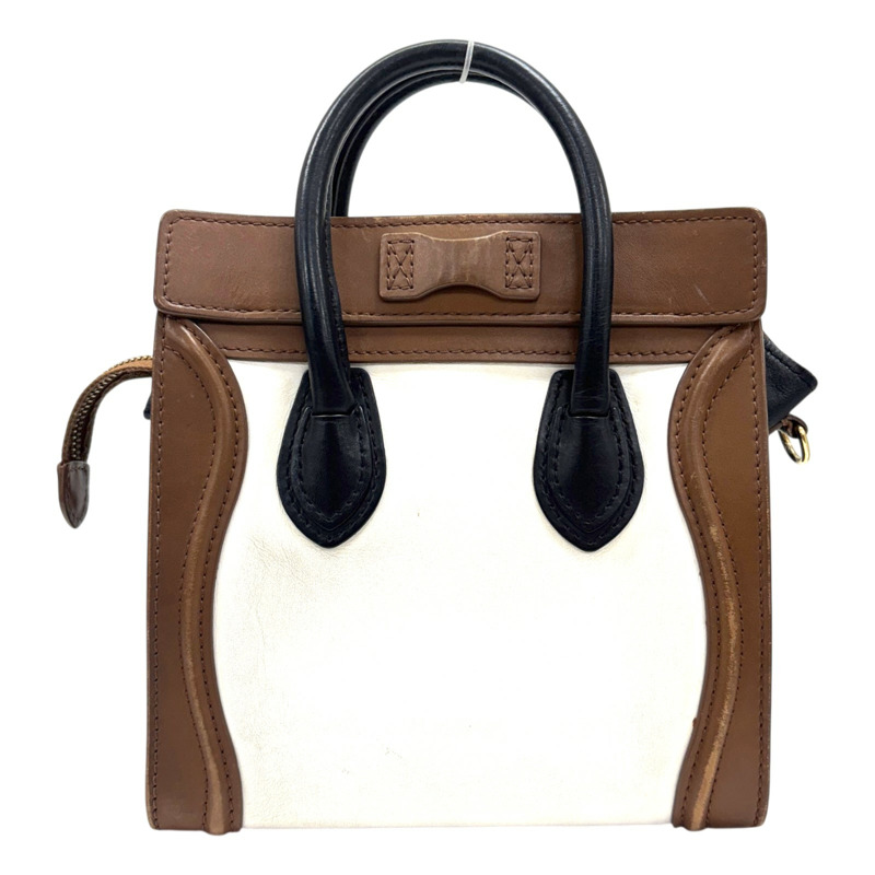 白色 棕色 牛皮 Nano Luggage 兩用包【CELINE 賽琳】 189243-2