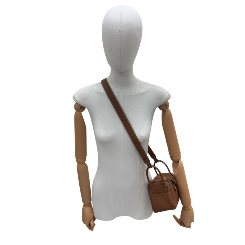 金棕色 Clemence牛皮 Mini Lindy 肩背包 K刻 金釦【HERMES 愛馬仕】 H079086CC-7