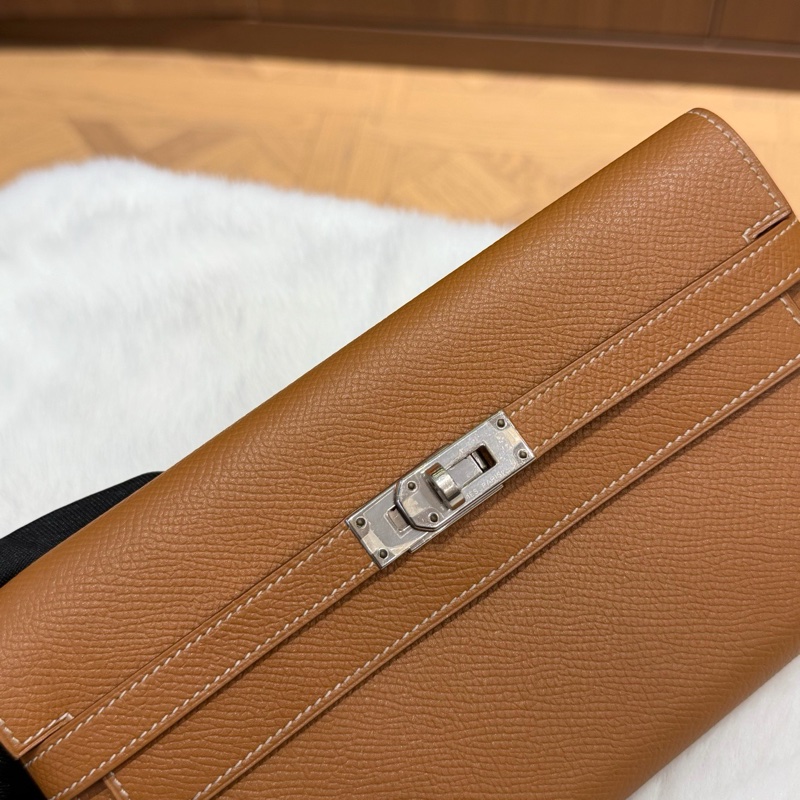 愛馬仕Hermes 金棕銀扣kelly長款錢包 epsom皮 X刻 🈚附件-1