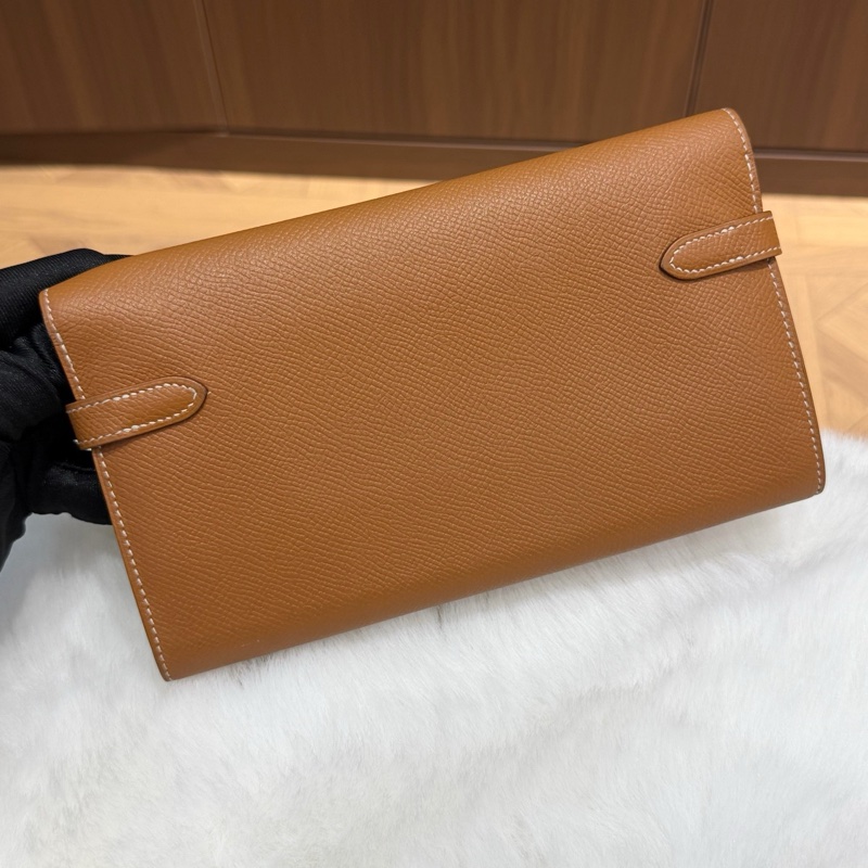愛馬仕Hermes 金棕銀扣kelly長款錢包 epsom皮 X刻 🈚附件-5
