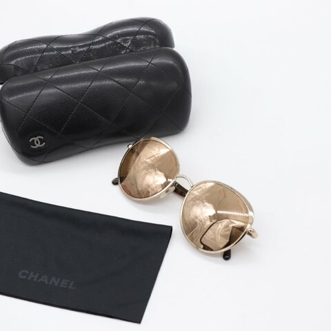 Chanel 香奈兒 金色 反光 墨鏡 太陽鏡