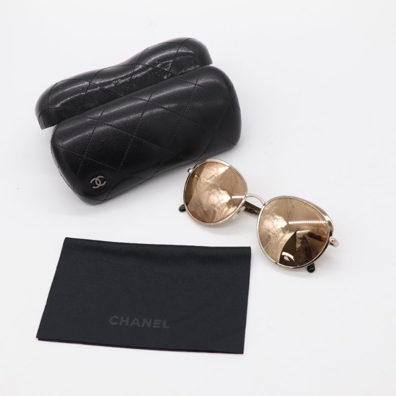 Chanel 香奈兒 金色 反光 墨鏡 太陽鏡-8