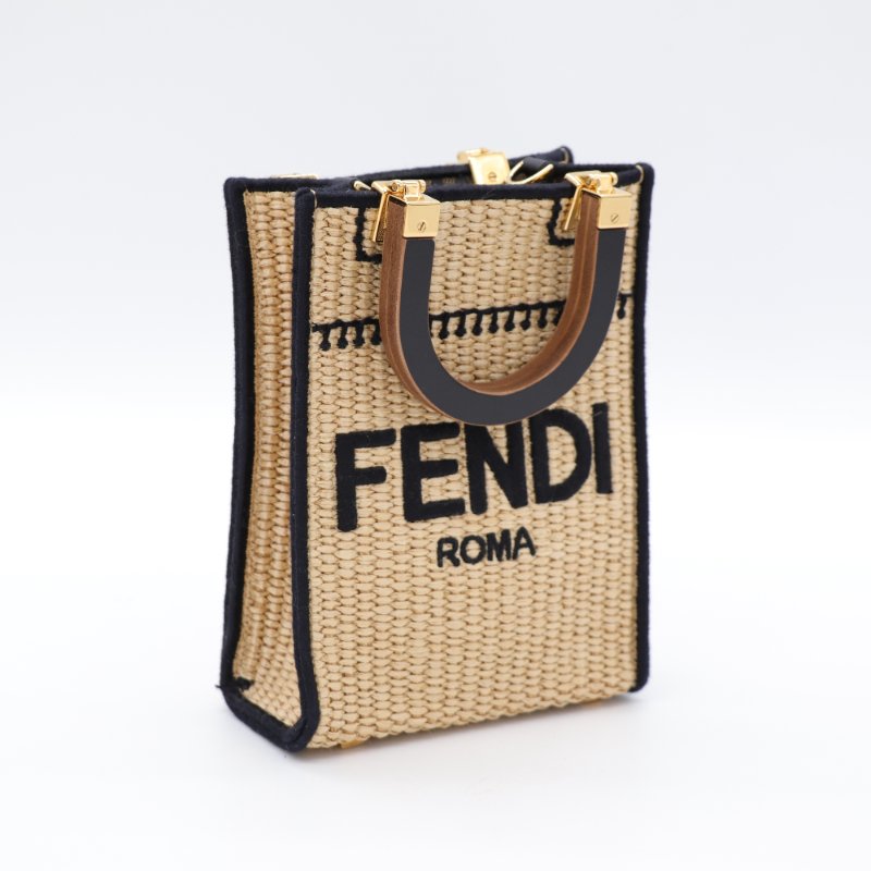 Fendi 芬迪 棋譜 tote mini 拉菲草 手提包 斜挎包-3
