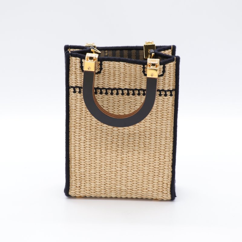 Fendi 芬迪 棋譜 tote mini 拉菲草 手提包 斜挎包-4