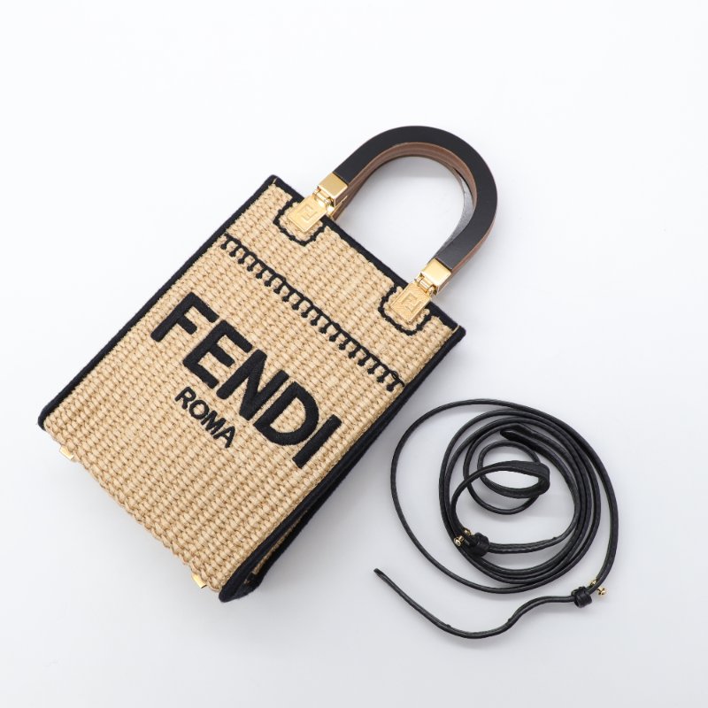 Fendi 芬迪 棋譜 tote mini 拉菲草 手提包 斜挎包-5