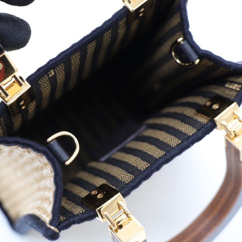 Fendi 芬迪 棋譜 tote mini 拉菲草 手提包 斜挎包-11