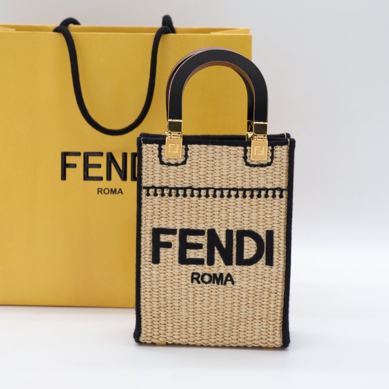 Fendi 芬迪 棋譜 tote mini 拉菲草 手提包 斜挎包-12