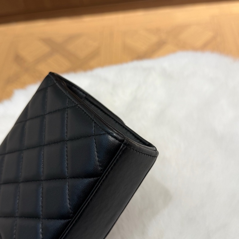 99新Chanel香奈兒 22C黑色菱格紋羊皮玫瑰金扣trendycc超迷你小斜挎包 32開-7