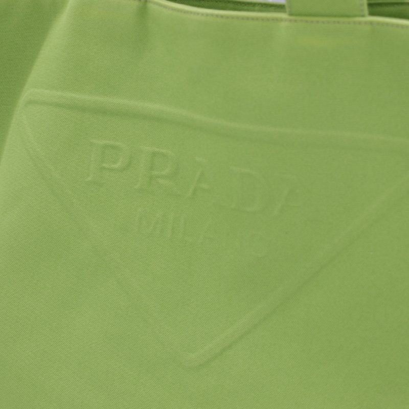 Prada 普拉達 青綠色 帆布 托特包 大容量 單肩包-5