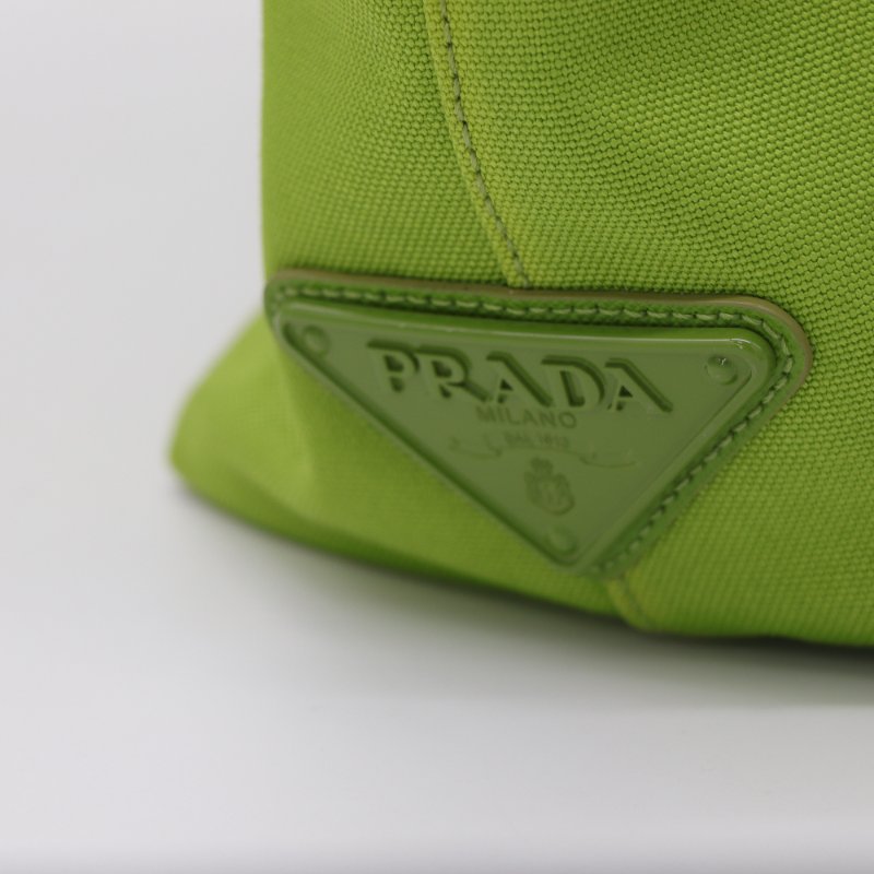 Prada 普拉達 青綠色 帆布 托特包 大容量 單肩包-6