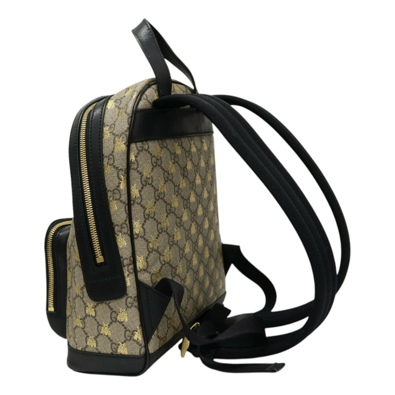 烏木色 PVC塗層帆布 GG Supreme 蜜蜂印花 後背包 427042【GUCCI 古馳】 427042-1