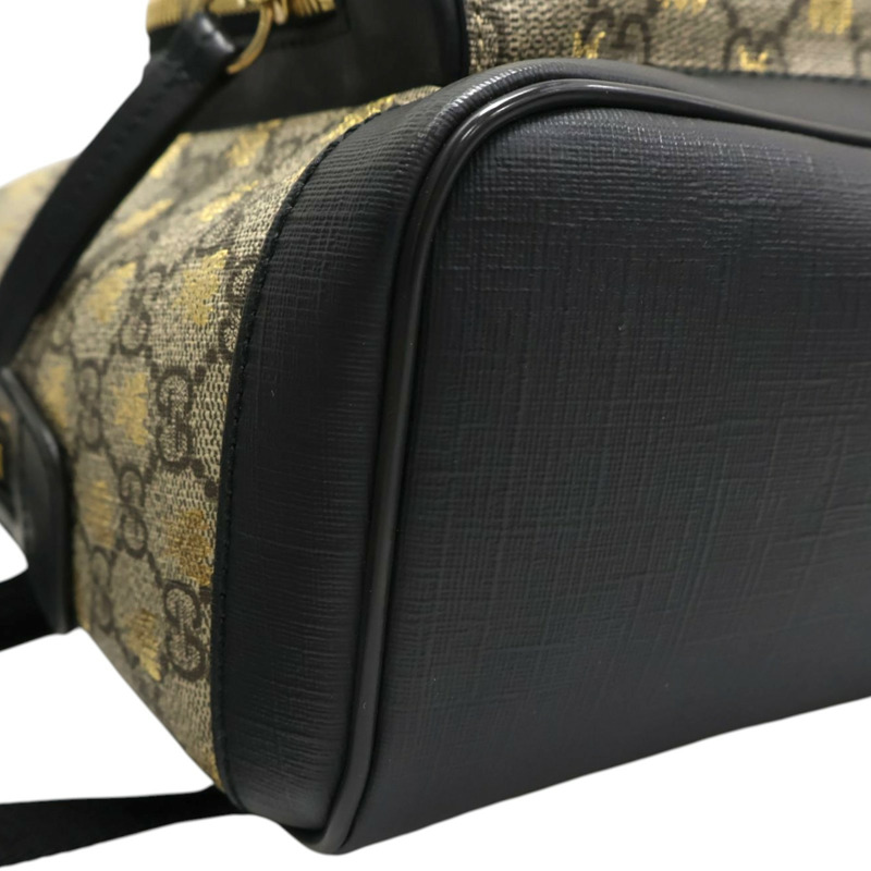 烏木色 PVC塗層帆布 GG Supreme 蜜蜂印花 後背包 427042【GUCCI 古馳】 427042-8