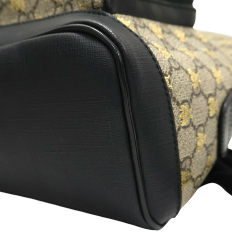 烏木色 PVC塗層帆布 GG Supreme 蜜蜂印花 後背包 427042【GUCCI 古馳】 427042-9