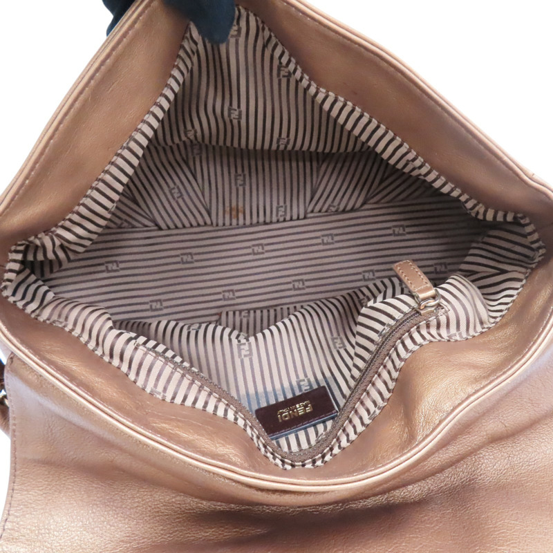 金屬棕色 牛皮 Mia 肩背包【FENDI 芬迪】 8BR614-HJM-2