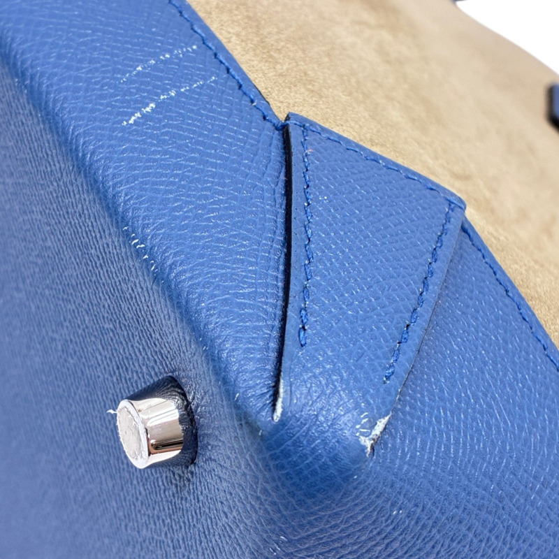 藍色Epsom牛皮/卡綠色Suede絨布 手提包 X刻【HERMES 愛馬仕】-8