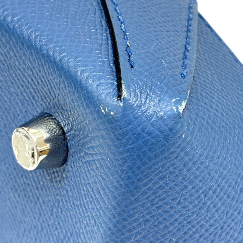 藍色Epsom牛皮/卡綠色Suede絨布 手提包 X刻【HERMES 愛馬仕】-9