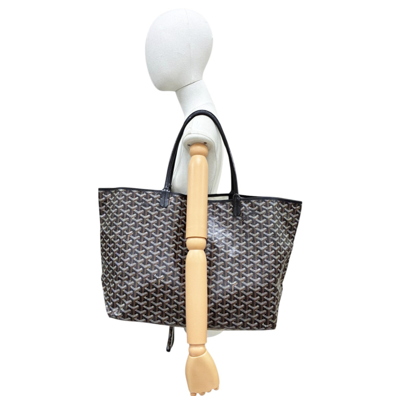 黑色 塗層帆布 Saint Louis GM 托特包 (手把黏膩感)【GOYARD 高雅德】 STLOUIGMLTY50CL50P-9