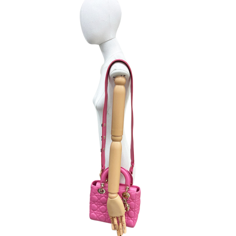 粉色 羊皮 Lady Dior My ABCDior Small 兩用包 (缺LOGO掛飾)【Dior 迪奧】 M0538ONGE-5