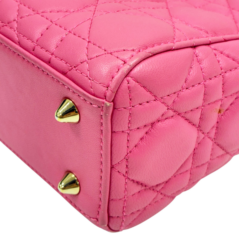 粉色 羊皮 Lady Dior My ABCDior Small 兩用包 (缺LOGO掛飾)【Dior 迪奧】 M0538ONGE-7