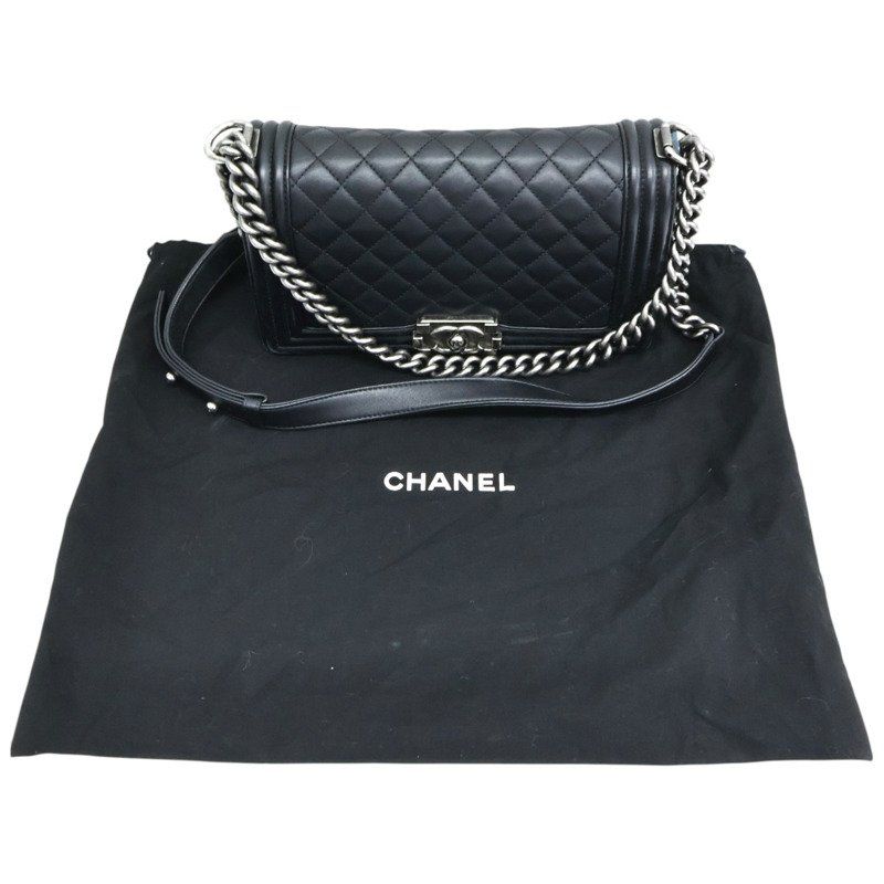 黑色羊皮 BOY 25 肩背包 A67086 無卡【CHANEL 香奈兒】 A67086-7