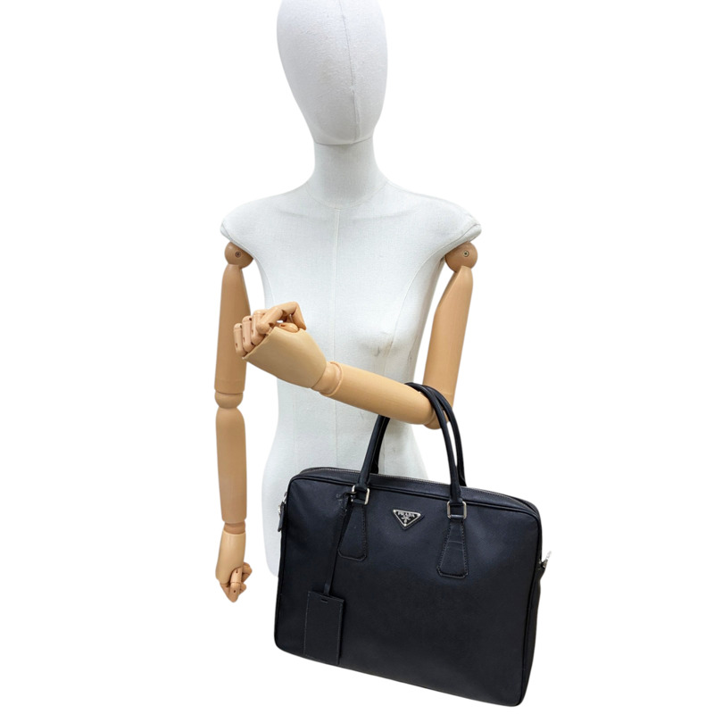 黑色 牛皮 公事包 手提包 (缺背帶)【PRADA 普拉達】 VA0891-7
